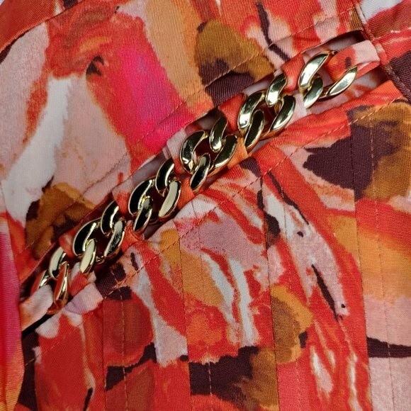 Cocomo Women's Plus Size 2X Orange Multicolor Pintuck Short Flutter Sleeve Top - Picture 3 of 6